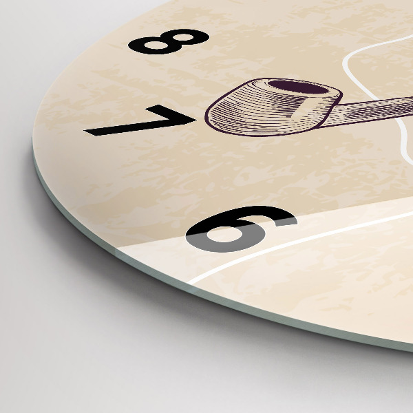 Round glass clock Man with a pipe