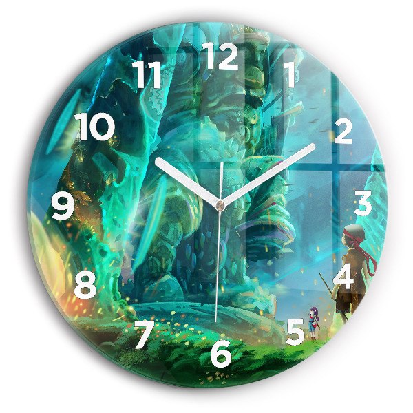 Round glass clock Children in the forest