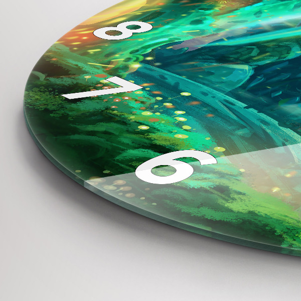 Round glass clock Children in the forest