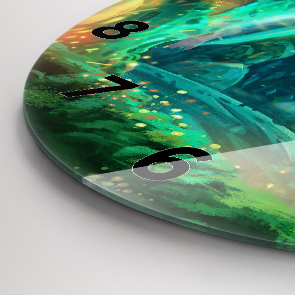 Round glass clock Children in the forest