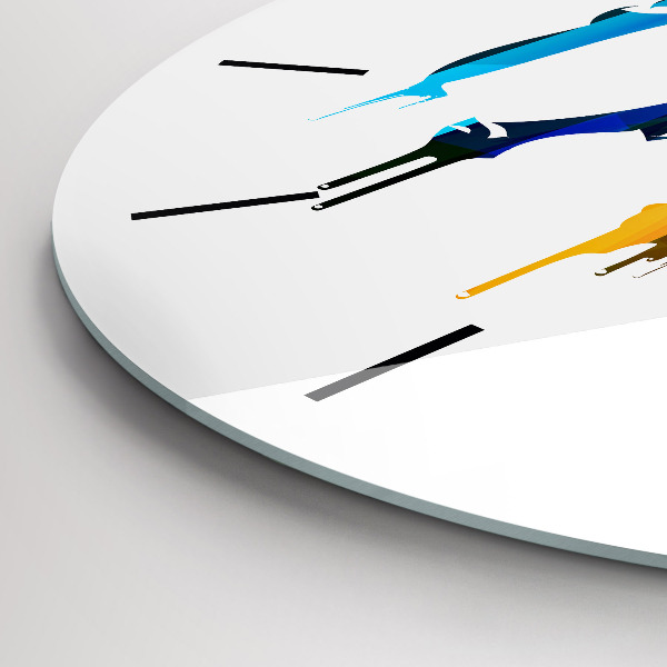 Round glass clock Colorful painted elephant
