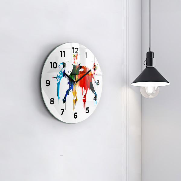 Round glass clock Colorful painted elephant