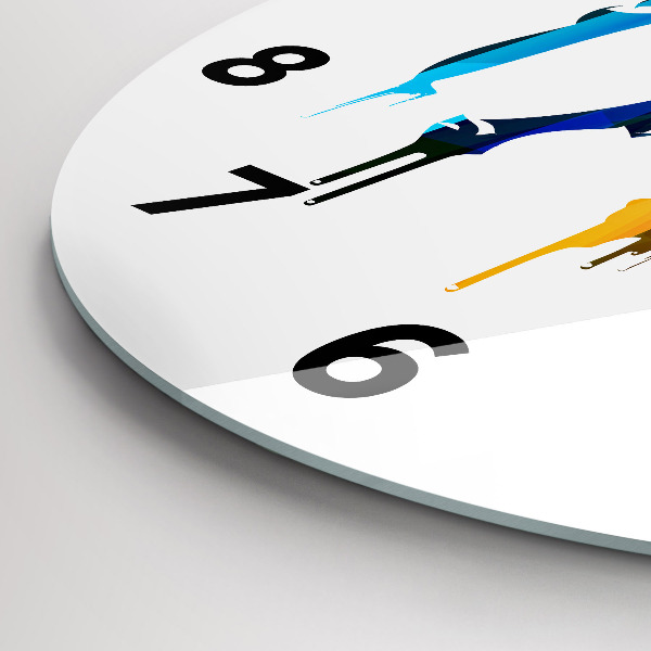 Round glass clock Colorful painted elephant