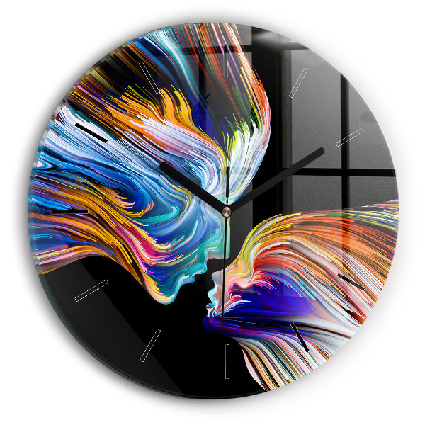 Round glass clock Emotional art