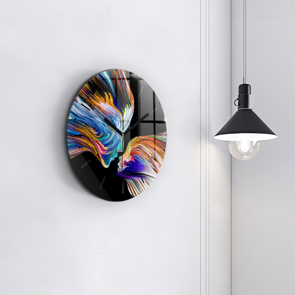 Round glass clock Emotional art