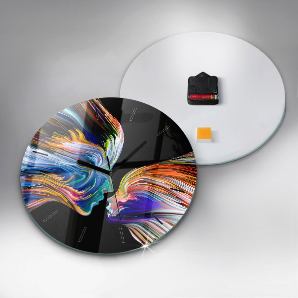 Round glass clock Emotional art