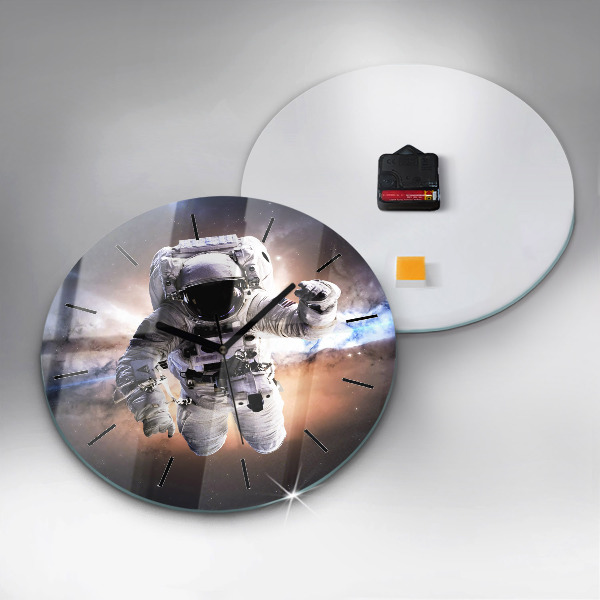 Round glass clock Astronaut in space