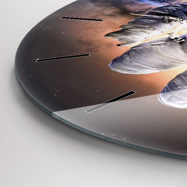 Round glass clock Astronaut in space