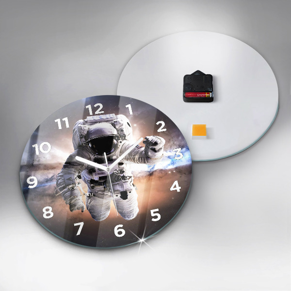 Round glass clock Astronaut in space