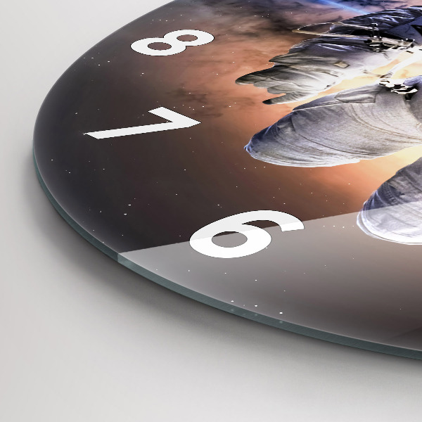 Round glass clock Astronaut in space