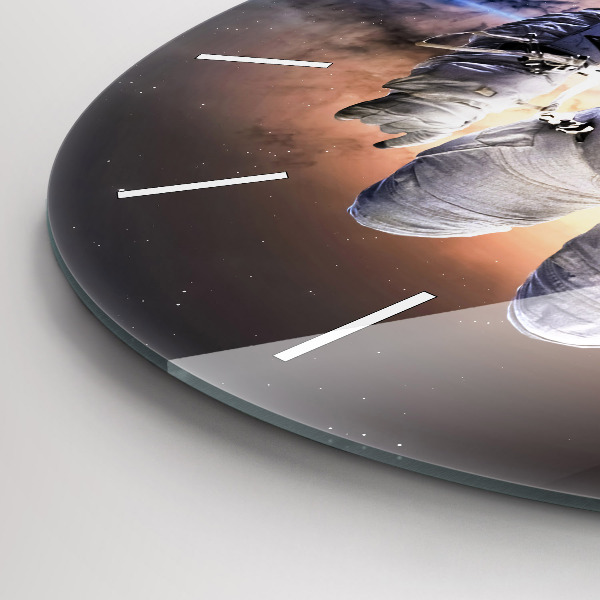 Round glass clock Astronaut in space