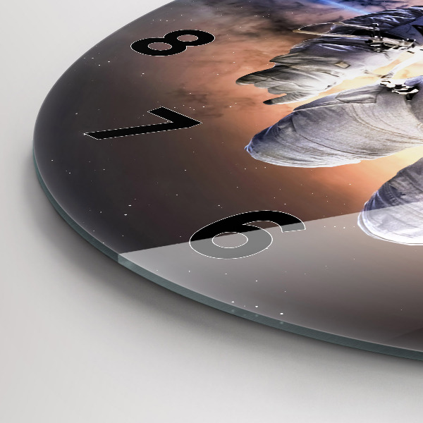 Round glass clock Astronaut in space