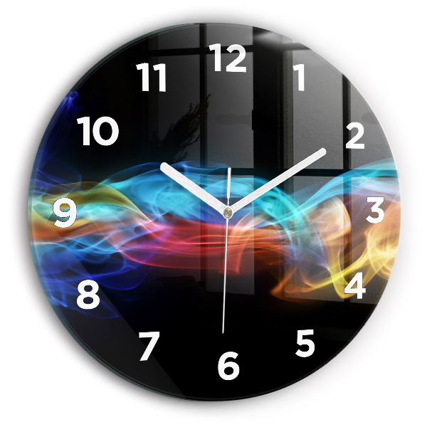 Round glass clock Abstract colorful lines