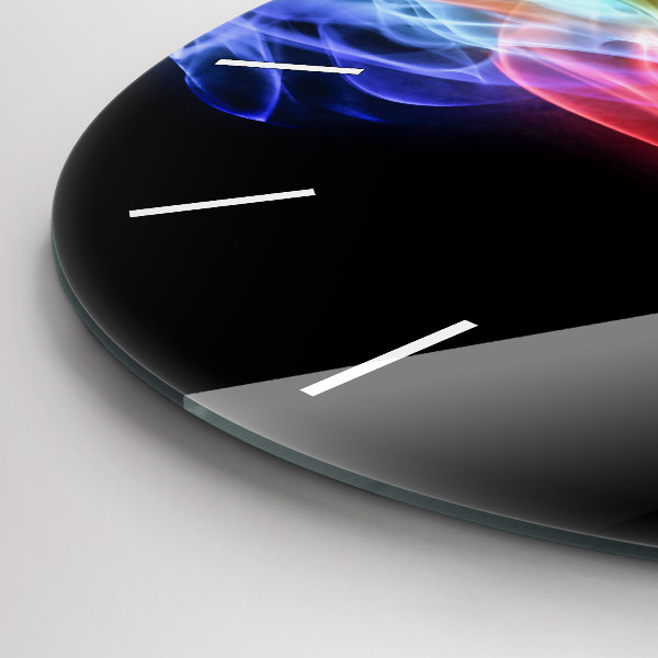 Round glass clock Abstract colorful lines