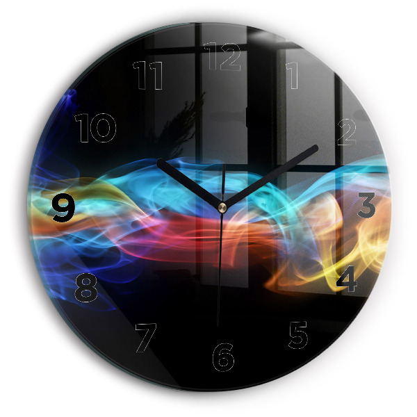 Round glass clock Abstract colorful lines