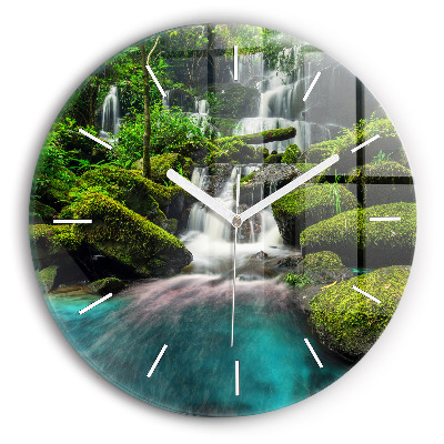 Round glass clock Waterfall Thailand