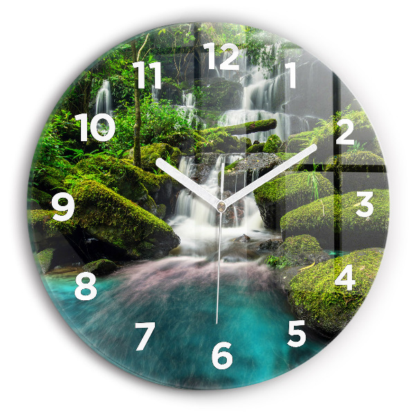 Round glass clock Waterfall Thailand