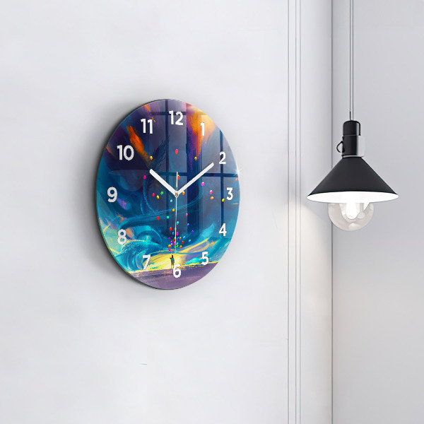 Round glass clock Baby and balloons