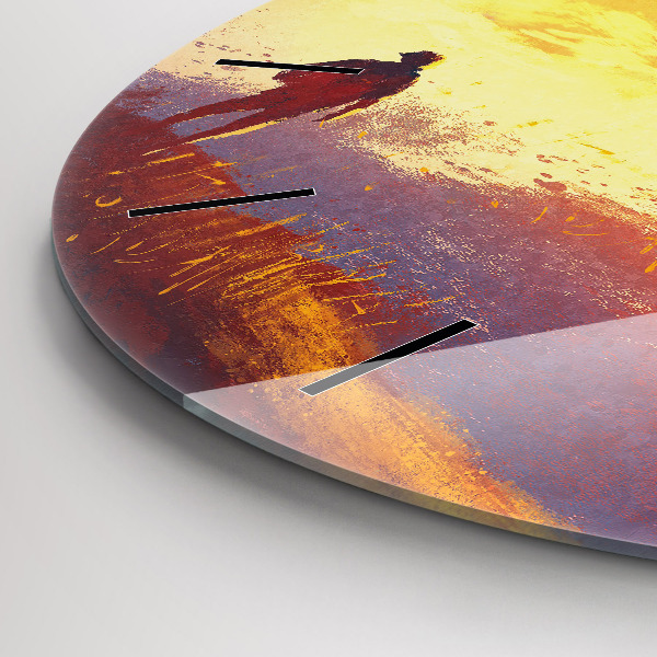 Round glass clock Autumn Landscape