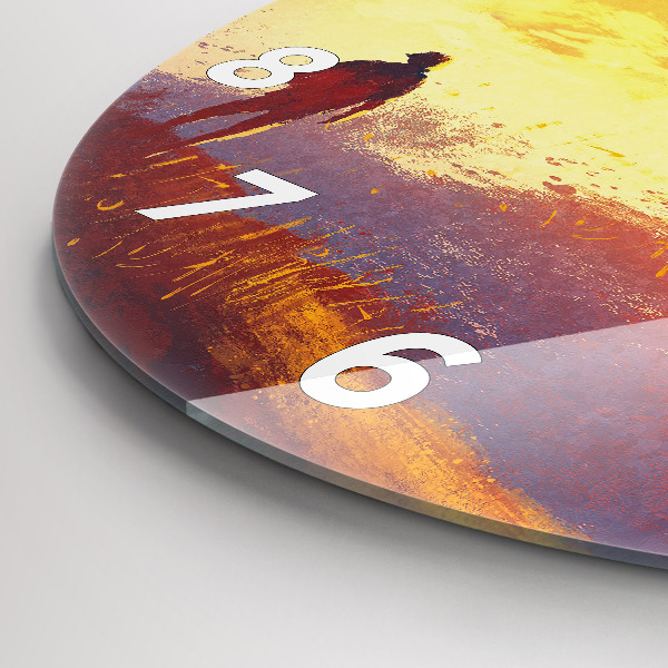 Round glass clock Autumn Landscape