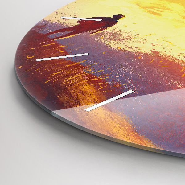 Round glass clock Autumn Landscape