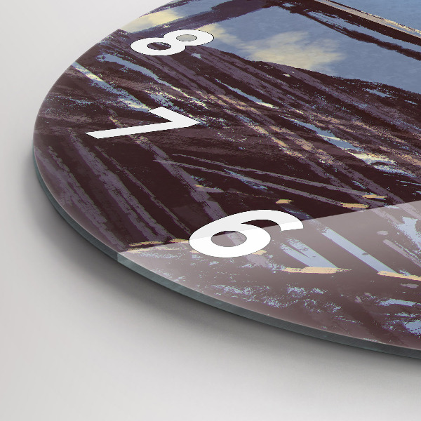 Round glass clock Angel, Bridge and Bicycle