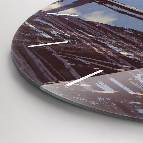 Round glass clock Angel, Bridge and Bicycle