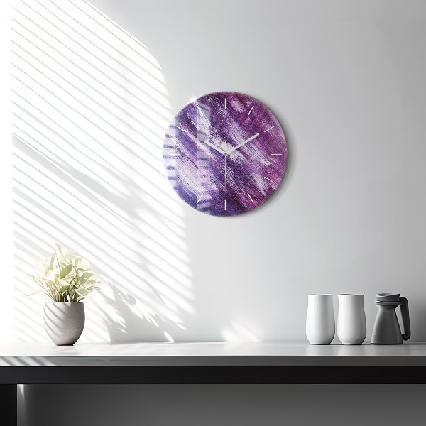 Round glass clock Acrylic paint texture