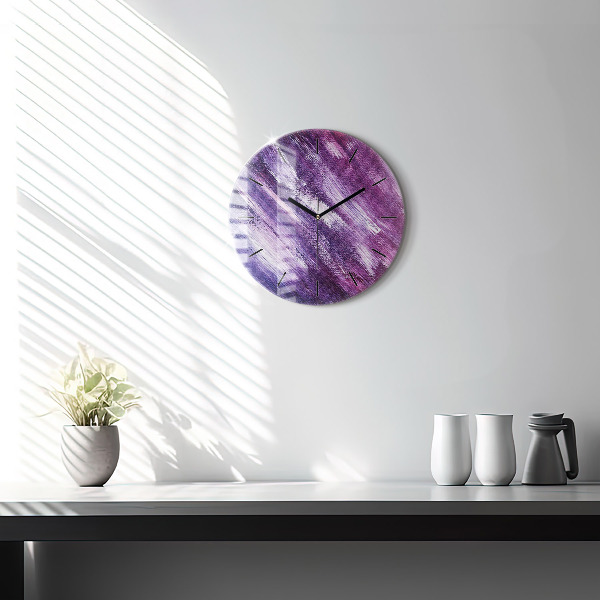 Round glass clock Acrylic paint texture