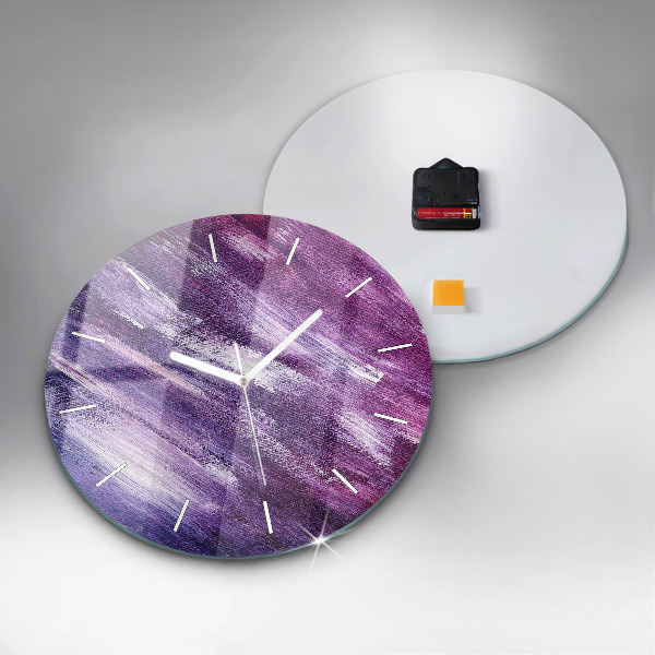 Round glass clock Acrylic paint texture