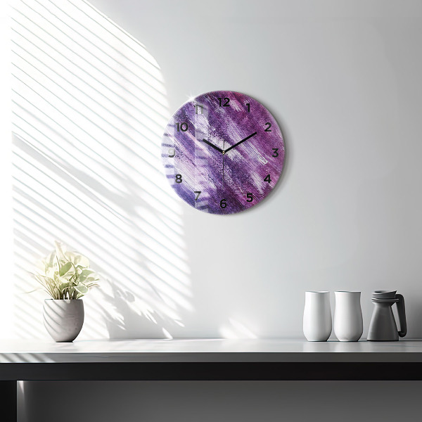 Round glass clock Acrylic paint texture