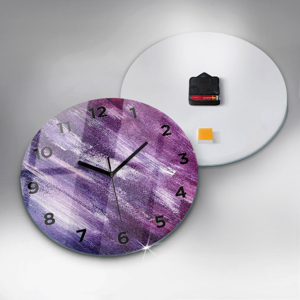 Round glass clock Acrylic paint texture