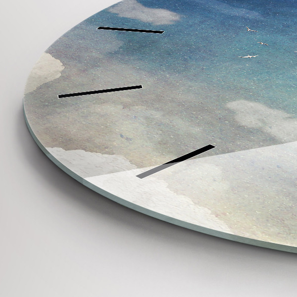 Round glass clock Girl on the moon