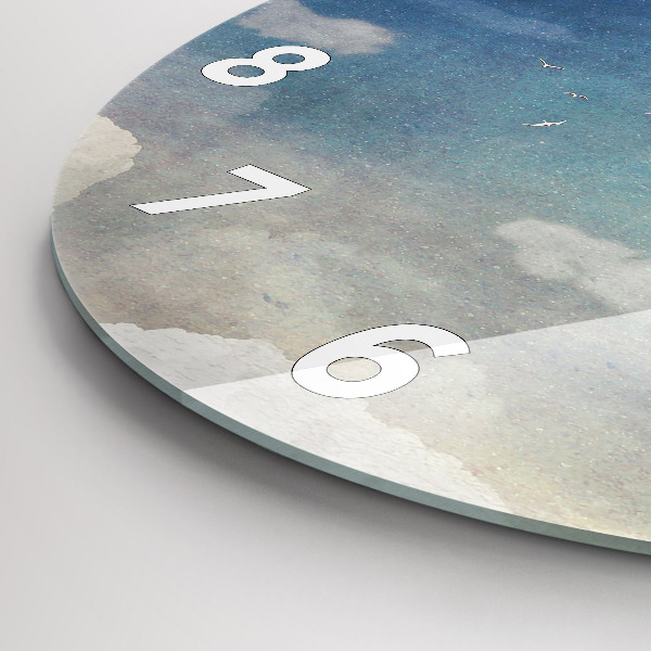Round glass clock Girl on the moon