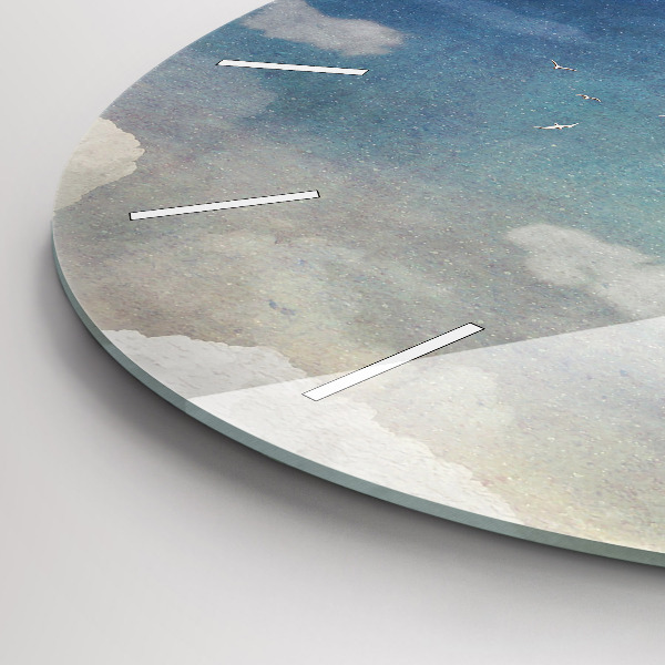 Round glass clock Girl on the moon