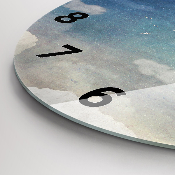 Round glass clock Girl on the moon