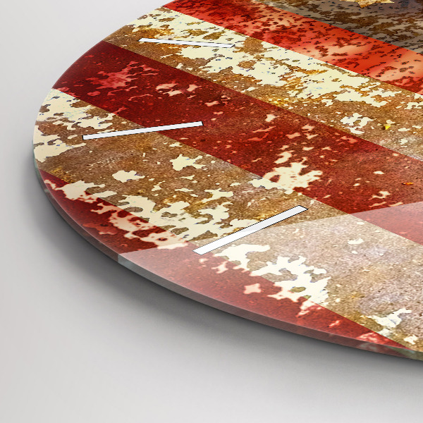 Round glass clock Vintage USA Flag