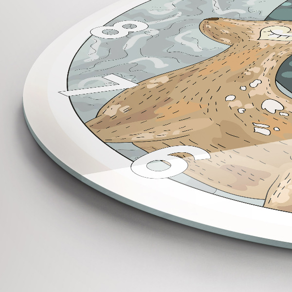 Round glass clock Nocturnal Animals and the Moon