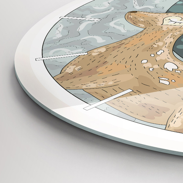 Round glass clock Nocturnal Animals and the Moon
