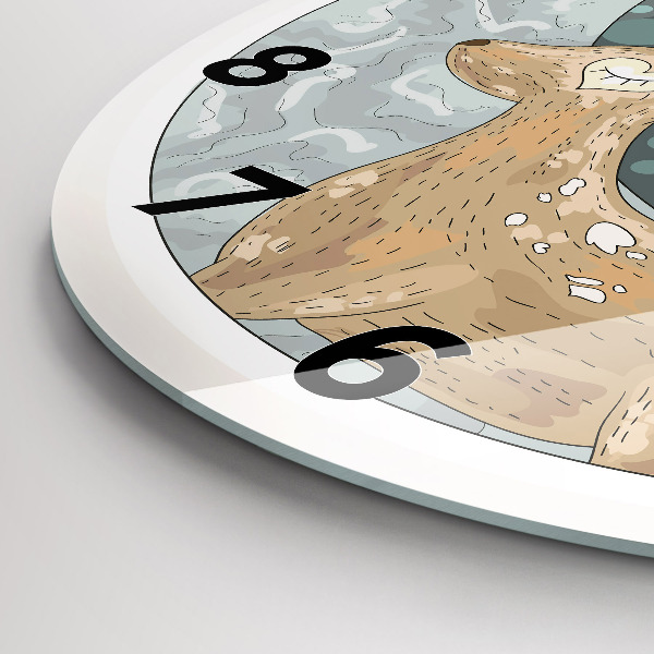 Round glass clock Nocturnal Animals and the Moon