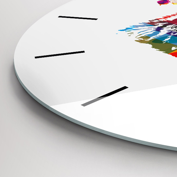 Round glass clock Bear Head