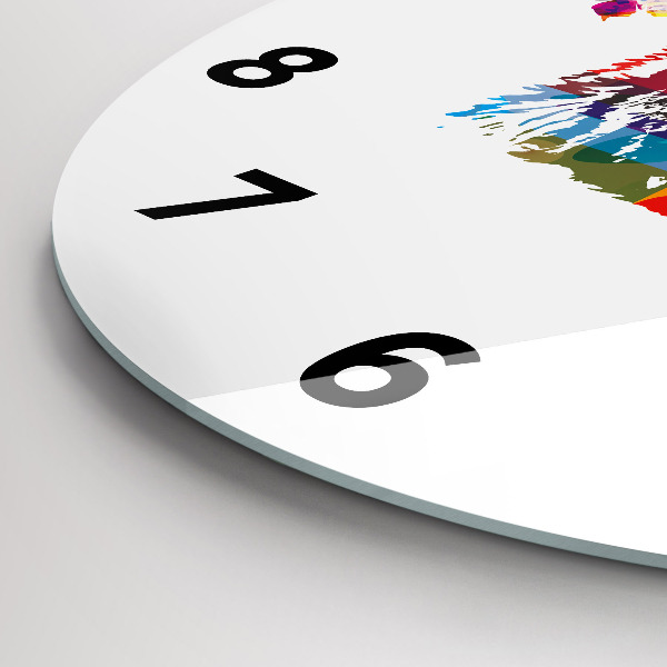 Round glass clock Bear Head