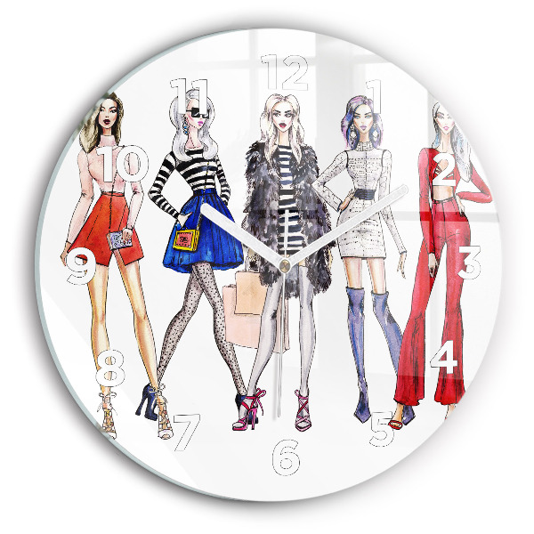 Round glass clock Fashionable girls