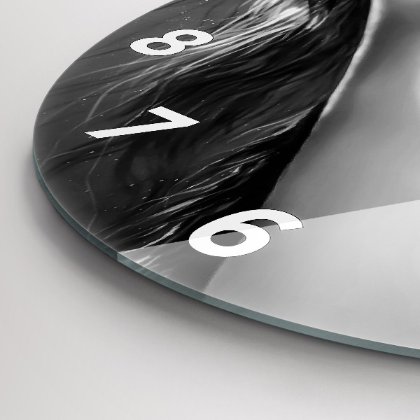 Round glass clock 'Woman''s lips'