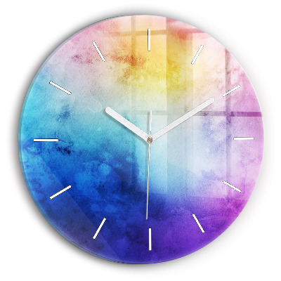 Round glass clock Colored Spots