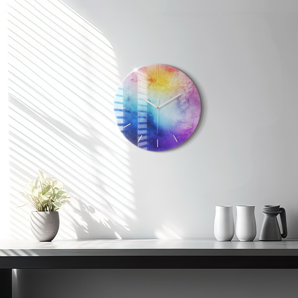 Round glass clock Colored Spots