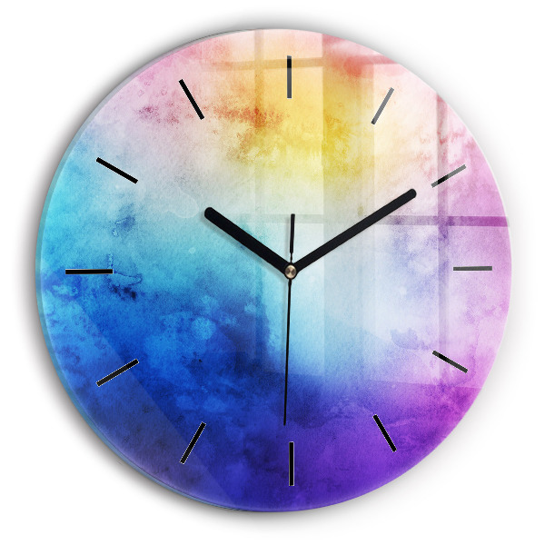 Round glass clock Colored Spots