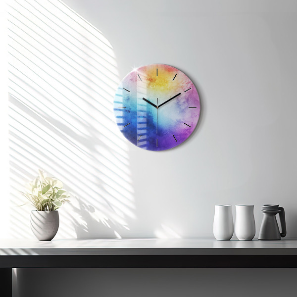 Round glass clock Colored Spots