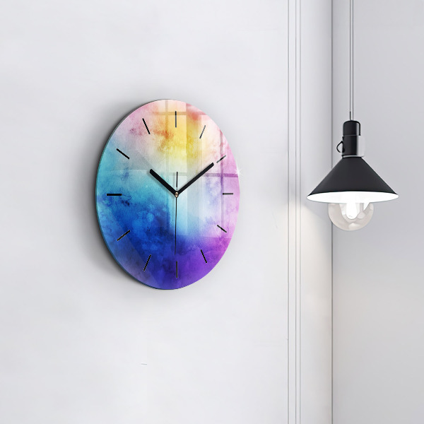Round glass clock Colored Spots