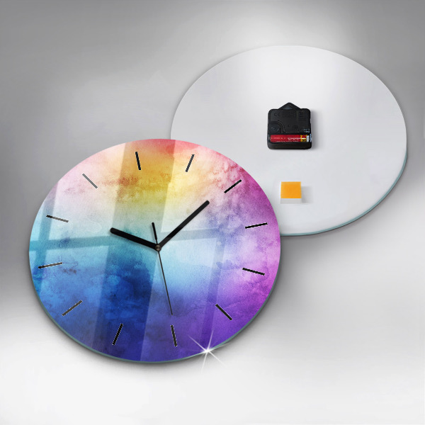 Round glass clock Colored Spots